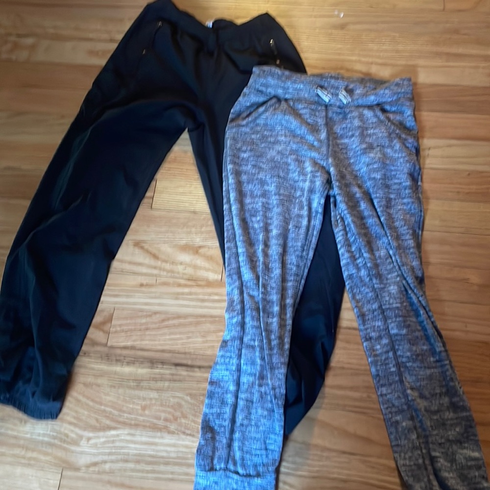 two pairs of pants, they are both sweat pants but the black ones are more thin.